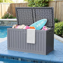 JUMMICO 250 Gallon Outdoor Resin Deck Box with Divider, Waterproof Storage Box with Lockable Lid&Side Handles for Garden Tools, Pools Supplies (Gray) by CozyNest Decor