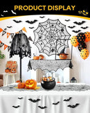 eZAKKA 5 Pack Halloween Decorations Indoor Halloween Spider Web Tablecloth Table Runners Fireplace Mantel Scarf Cobweb Lampshade Scary 3D Bats for Parties Gothic Spooky Home Decoration by CozyNest Decor