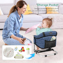 Booster Seat for Dining Table: Portable Toddler Booster Chair with Safety Buckle and Height Adjustable, Foldable Baby Feeding Chair, Kids High Chair Booster Seat for Kitchen Home Travel - Navy Blue by TinyTreasures Baby Boutique