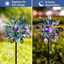 360°Peacock Solar Wind Spinner with Lights Blue Metal Garden Outdoor Decor Yard Lawn Art Decor for Patio Kinetic Windmills Unique Gifts for Friends and Family 51.9' H x 12.2'' Dia by CozyNest Decor