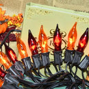 27.78 FT Halloween Ligths, C7 Clear Orange and Purple Flickering Flame String Lights Outdoor, E12 Screw Base, Flame String Lights for Halloween Indoor Outdoor Roofline Garden Patio Party Decorations by GreenHaven Gardens
