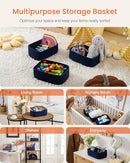 KALLAX Small Woven Basket, 12 x 8 x 4.5 Inches, Storage Basket for Organizing, Cute Small Rope Shelf Closet Cube Storage Bins Baskets for Shelves, Dog Toy Gift Baskets Empty, 3 Packs, Navy Blue by TinyTreasures Baby Boutique