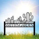 Personalized Cactus Metal Garden Sign, Large Garden Decoration Metal Sign with Stakes, Custom Gardener Family Name Sign, Cactus Decor for Outdoor, Patio Decorative, Yard Art, New Home Gift by CozyNest Decor