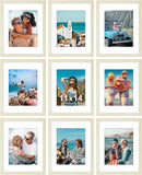 Vittanly 11x14 Picture Frames Set of 9, Shatter Resistant Plexiglass, Display 8x10 Pictures with Mat or 11x14 without Mat, Photo Frames for Wall or Tabletop, Engineered Wood, Cornsilk by CozyNest Decor