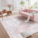 Washable Area Rugs 9'x12' Non-Slip Modern Abstract Soft for Living Room Entryway Bedroom Nursery, Print Pattern, Grey Pink by TinyTreasures Baby Boutique
