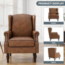 UIXE PU Leather High Back Accent Chair, Upholstered Armchair for Living Room, Retro Wingback Arm Chair Nailhead Trim Single Sofa Bedroom Reading Seat with Solid Wood Legs - Brown by CozyNest Decor