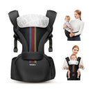 Baby Carrier with Hip Seat, BeBeBus 2-in-1 Ergonomic Newborn to Toddler Carrier up to 44 lbs, Detachable Hands-Free for Infant, All Season Forward-Facing Carry, Fits Waist Sizes up to 38 inch (Black) by TinyTreasures Baby Boutique