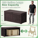 Greesum 120 Gallon Outdoor Storage Box with Lock - Large Resin Deck Box, Reinforced Lid for Garden, Patio, Lawn, Brown by GreenHaven Gardens