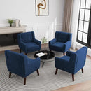 UIXE Accent Chair, Velvet Upholstered Armchair for Living Room, Modern Club Arm Chairs Comfy Single Sofa Button Tufted Bedroom Reading Seat - Royal Blue, Set of 4 by CozyNest Decor