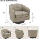 Swivel Barrel Accent Chair, Modern Round Linen Arm Chair for Living Room, Bedroom, Comfy Club Reading Chairs for Adults, Linen Fabric, Light Brown, Set of 2 by CozyNest Decor