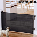 Cumbor 2-Pack Retractable Baby Gates for Stairs, 55" Wide Soft Mesh Pet Gate for Dogs with One Hand Opening, 34" Tall Toddler Gate with Top Lock for Bedroom, Doorways, Indoor/Outdoor, Black by TinyTreasures Baby Boutique