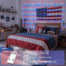 JMEXSUSS 300LED Red White and Blue Lights with Remote, 4th of July Lights Plug in, Patriots Curtain Hanging String Lights for Bedroom Wall Window Backdrop Indoor Outdoor 4th of July Decor, 9.8x9.8ft by CozyNest Decor