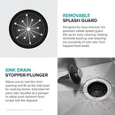 KRAUS WasteGuard 1/3 HP Ultra-Quiet Garbage Disposal with Quick Connect, Kitchen Sink Drain Cover, Power Cord and Flange Included, KWD100-33MBL by CozyNest Decor