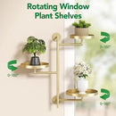 Rotating Window Plant Shelves, 3-Tier Metal Plant Shelf Indoor, Gold Plant Stand, Plant Rack for Wall Planters for Plants Window Sill Gifts for Plant Lovers by GreenHaven Gardens