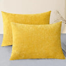 CaliTime Throw Pillow Covers Decorative 20 X 26 Inches Pack of 2 Cozy Chenille Standard Pillow Shams Cases for Couch Sofa Bed Living Room Home Mustard Yellow by CozyNest Decor
