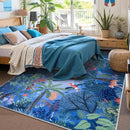 LIVEBOX Jungle Animal Print Dining Room Rugs for Under Table, Soft Modern Rug for Living Room, Washable Kids Rugs for Boy Bedroom, Non-Skid Blue Kids Carpet Playmat Rug for Play by CozyNest Decor