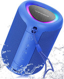 Portable Bluetooth Speaker with Lights, Stocking Stuffers, Powerful Crystal Clear Sound, IPX5 Waterproof, All Day Playtime, BT 5.3, TWS Paring, Small Wireless Speaker for Outdoor, White Elephant Gifts by TinyTreasures Baby Boutique