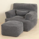Comfy Gaint Bean Bag Chair with Ottoman, Huge Bean Bag Armchair for Adults and Teens, Dark Grey by CozyNest Decor
