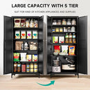Metal Storage Cabinet with Doors and Shelves,Black Storage Cabinet with Leg,Metal Pantry Cabinets,Ventilated Pantry Closet,Tall Large Cupboard for Home,Kitchen,Dining/Living/Laundry Room by CozyNest Decor