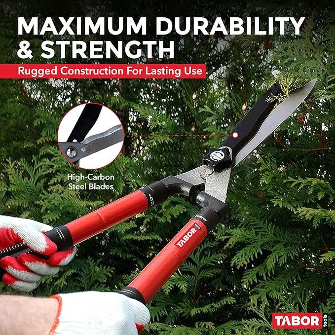 TABOR TOOLS B212A Telescopic Hedge Shears with Wavy Blade and Extendable Steel Handles. Extendable Manual Hedge Clippers for Trimming Borders, Boxwood, and Tall Bushes., photo 4 of 6