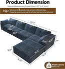 157.5" L Shaped Modern Sofa Modular Sectional Cloud Couch with Ottoman,Deep Seat Upholstered Couches with Corduroy Fabric for Living Room Furniture,Bedroom and Apartment,No Assembly Required,Blue by CozyNest Decor