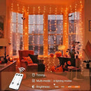 JMEXSUSS 300LED Orange Halloween Lights with Remote, 9.8x9.8ft Halloween Curtain Light, 8 Modes Orange Hanging String Lights Plug in for Fall Bedroom Thanksgiving Window Party Indoor Outdoor Decor by CozyNest Decor