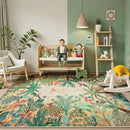 LIVEBOX Washable Jungle Animal Print 6 x 9 Area Rug for Dining Room, Non-Skid Yellow Kids Carpet Playmat Rug for Play Room, Soft Nursery Rugs for Girl Dorm, Kids Rugs for Bedroom Boys by CozyNest Decor