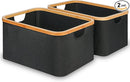 efluky Storage Baskets for Organizing, Fabric Storage Bins with Bamboo Handles, Collapsible Storage Baskets for Shelves and Closet (Black, 16.2'' x 13'' x 9.1'') by TinyTreasures Baby Boutique