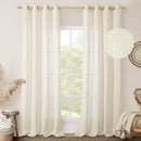 LAMIT Sheer Linen Curtains for Living Room 95 inch Long 2 Panels, Light Filtering Natural Curtains Bronze Grommet Linen Textured Neutral Boho Drapes for Bedroom Farmhouse, 52 x 95 Inch by CozyNest Decor