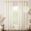 LAMIT Cream Linen Curtains 90 Inch Long 2 Panels Set for Bedroom Living Room, Soft Thick Bronze Grommet Window Drapes Semi Sheer Light Filtering Panels Farmhouse, 52 x 90 Inch, Cream Ivory by CozyNest Decor