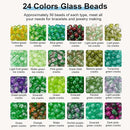 XSEINO About 1200pcs 6mm Cracked Glass Beads Bracelet Making Kit,24 Style Crack Mystic Green Series Colorful Crystal Beads for Jewelry Bracelet Making,DIY Crafts,Friendship Bracelets by TinyTreasures Baby Boutique