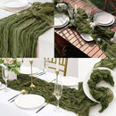 6 Pack Olive Green 10FT Cheesecloth Table Runner Rustic Gauze Cheese Cloth Table Runner for Wedding Bridal Baby Shower Table Decorations Boho Fabric Sheer Birthday Party Decor 20 x 120 Inch Long by CozyNest Decor