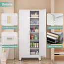 Metal Pantry Cabinet with 2 Doors and 5 Adjustable Shelves, 75" Kitchen Storage cabinets with Gold Handles, Versatile Storage for Laundry Room, Living Room, Bathroom, Dinning Room, Utility Room-White by CozyNest Decor