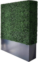 AGPL Artificial Boxwood Hedge Wall with Dark Gray Stainless Steel Planter Box(64" H 48" W 12" D) Privacy Wall Backdrops by CozyNest Decor