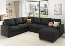 HONBAY Sectional Couch with Pull Out Bed, Sectional Sleeper Sofa with Storage, U Shape Couches for Living Room, Dark Grey by CozyNest Decor