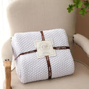 Chunky Cable Knit Throw Blanket Lightweight White 100% Organic Cotton Blanket for Sofa Couch Bed Baby Nursery, Rustic Shabby Chic Modern Farmhouse, Pure White 51” x 63” Give Laundering Bag by CozyNest Decor