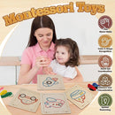 Montessori Wooden Lacing Toys for Toddlers and Kids Ages 2-4 5-7, Sewing Kit Fine Motor Skill Busy Board, Education Sensory Preschool Toy for 1 2 3 4 Year Olds, Birthday Gift for Boys and Girls by TinyTreasures Baby Boutique