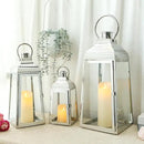 TRIROCKS Set of 3 Stainless Steel Candle Lanterns 20.5''&16''&12''H Decorative Candle Holders with Tempered Glass for Indoor Outdoor Porch Parities and Wedding(Silver) by CozyNest Decor