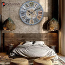 Unique Moving Gear Large Round Wall Clock 21inch-Battery Powered. Retro Industrial Steampunk Country Farmhouse Decor for Living Room Kitchen Bars cafes Offices(Blue/metal/21) by CozyNest Decor