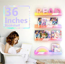36 inches Iridescent Acrylic Floating Shelf,Wall Mounted Kids Bookshelf, Display Book Shelves for Kids Nursery Toddler Classroom 2 Packs by TinyTreasures Baby Boutique