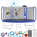 Upgraded Trampoline 8FT/10FT/12FT/14FT With Basketball Hoop, Light, Sprinkler, Stakes - Outdoor Backyard for 4-6 Kids and Adults by TinyTreasures Baby Boutique