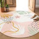 Lahome Pink Round Rugs 5Ft - Washable Boho Large Round Area Rug for Living Room Non-Slip Throw Ultra- Thin Circle Rugs for Bedroom Nursery, Cute Soft Botanical Print Round Carpet for Classroom Office by TinyTreasures Baby Boutique