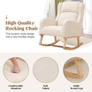 Rocking Chair Nursery, Nursing Rocking Chairs for Mom Nursery, Comfy Wingback Glider Rocking Armchair with Side Pocket for Nursery Living Room, Beige by TinyTreasures Baby Boutique