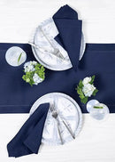 Solino Home Linen Navy Table Runner 108 Inches Long - 100% Pure Linen 14 x 108 Inch Table Runner for Fall, Autumn, Thanksgiving - Classic Hemstitch by CozyNest Decor
