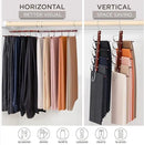 MORALVE Pants Hangers Space Saving - European Beechwood Scarf and Jean Hangers - Closet Organizer and Space Saver Pant Rack, Leggings Hanger, and Scarf Holder with 360° Swivel Hook (1 Pack) by CozyNest Decor