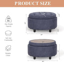 COLAMY Fabric Round Storage Ottoman with Reversible Tray Lid – Multi-Functional Footrest, Hidden Storage, Sturdy & Stylish Small Coffee Table for Living Room, Bedroom, or Entryway(Blue) by CozyNest Decor