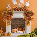 RECUTMS 2pcs Artificial Hanging Maple Leaves Plants Fake Fall Vines Plants Faux Autumn Hanging Fall Artificial Mums for Indoor Outdoor Thanksgiving Party Wedding Home Wall Door Decor(Green Yellow) by CozyNest Decor