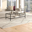 Henn&Hart 54" Wide Rectangular Coffee Table with Glass Shelf in Blackened Bronze, Modern coffee tables for living room, studio apartment essentials by CozyNest Decor