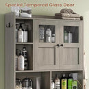 Itaar Over The Toilet Storage Cabinet, Over Toilet Bathroom Organizer with Glass Doors & Toilet Paper Holder Stand, Home Space-Saving Toilet Rack, for Bathroom, Restroom, Laundry, Grey by CozyNest Decor