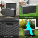 80 Plus Gallon Resin Deck Box, Waterproof Outdoor Storage Bin for Patio, Poolside, and Garden, Lockable & UV-Resistant, Ideal for Small Spaces, Black by GreenHaven Gardens